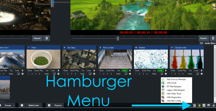 vMix Hamburger Menu